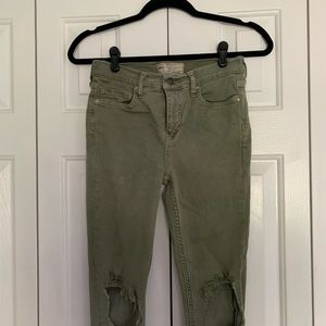 Free People Green Ripped Jeans